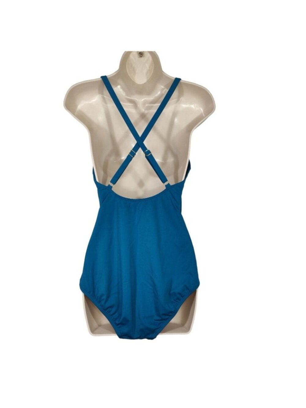 Time And Tru One Piece Swimsuit Women Size L 12-14 Blue Padded Adjustable Strap - Picture 3 of 8